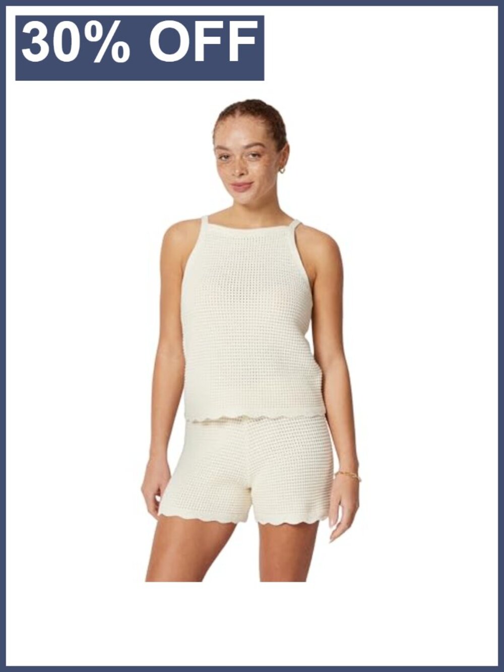 Sofia Grainge Cotton Crochet Sweater & Tank Set Scallop Hem